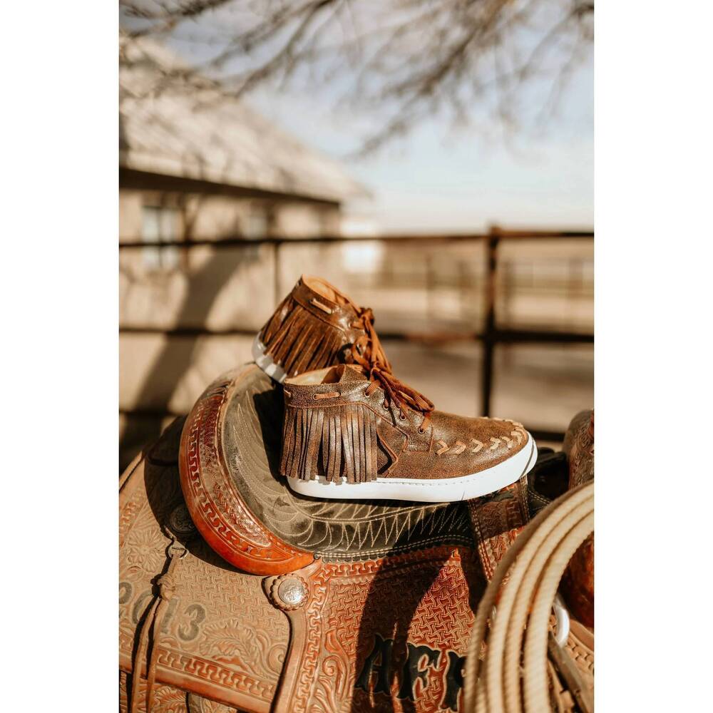 NEW AGAVE SKY unisex - cheyenne fringe tennis shoes in brown